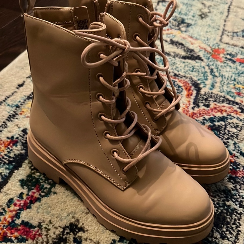 A New Day Taupe Combat Boots Size 7.5